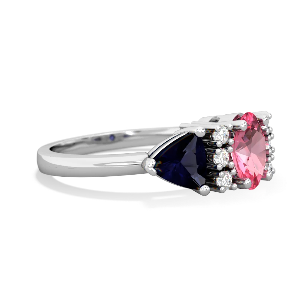 Lab Pink Sapphire Antique Style Three Stone 14K White Gold ring R2186