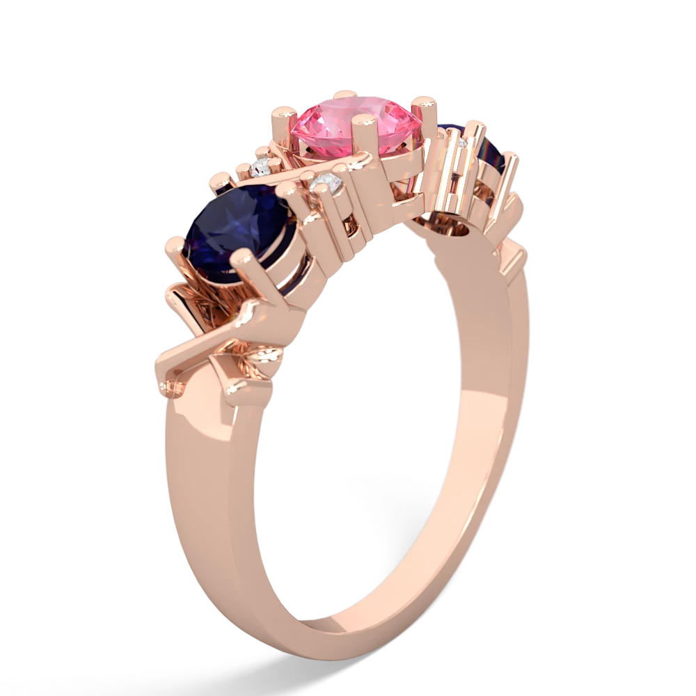 Lab Pink Sapphire Hugs And Kisses 14K Rose Gold ring R5016