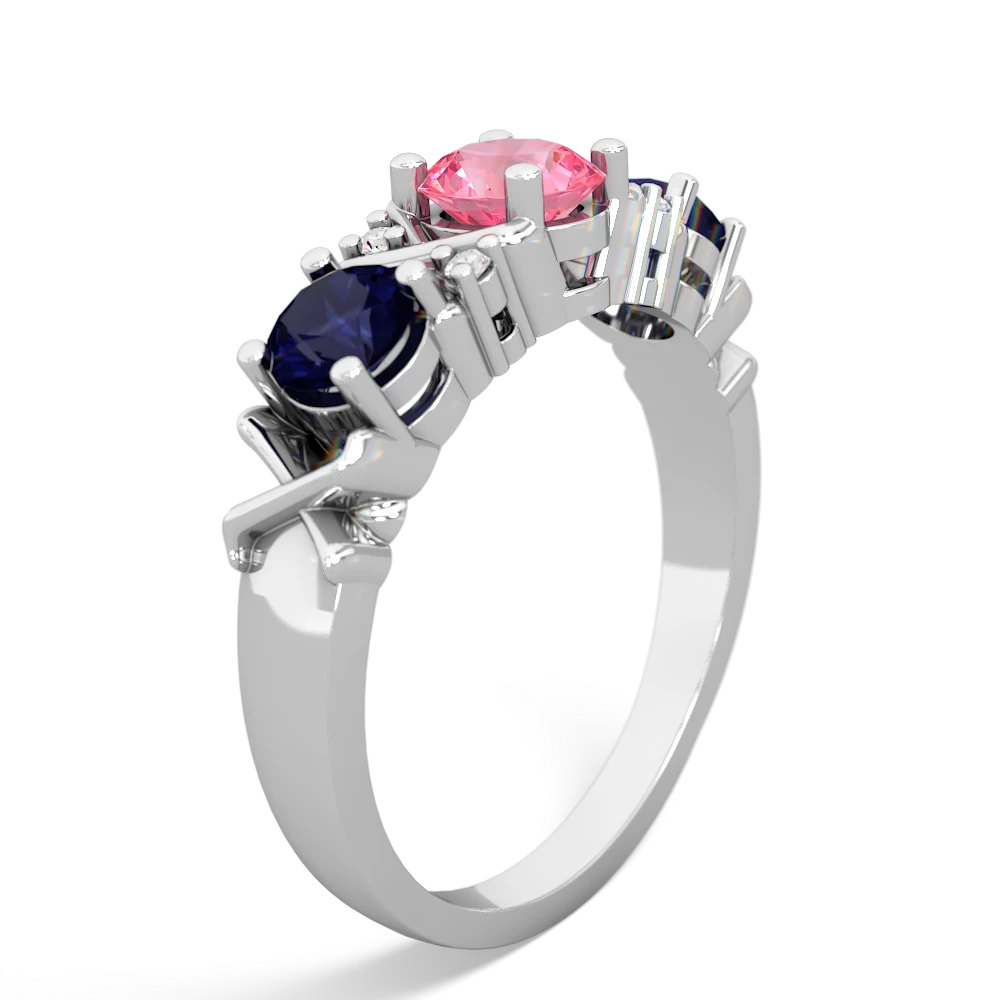 Lab Pink Sapphire Hugs And Kisses 14K White Gold ring R5016