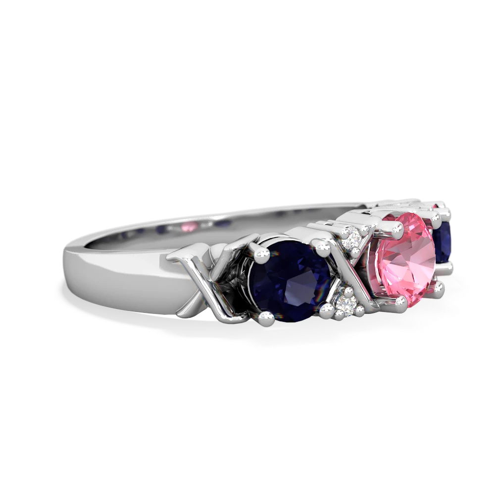 Lab Pink Sapphire Hugs And Kisses 14K White Gold ring R5016