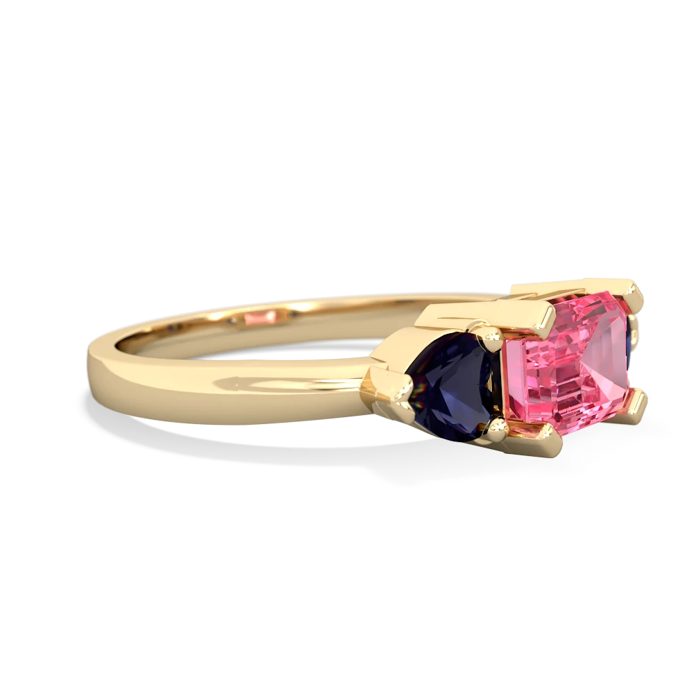 Lab Pink Sapphire Three Stone 14K Yellow Gold ring R5235