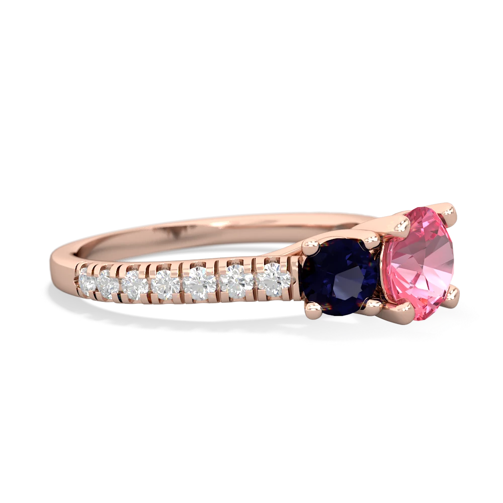 Lab Pink Sapphire Pave Trellis 14K Rose Gold ring R5500