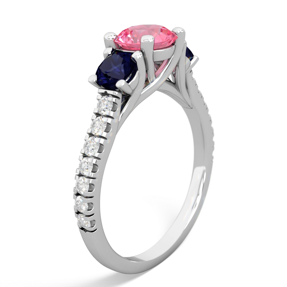 Lab Pink Sapphire Pave Trellis 14K White Gold ring R5500