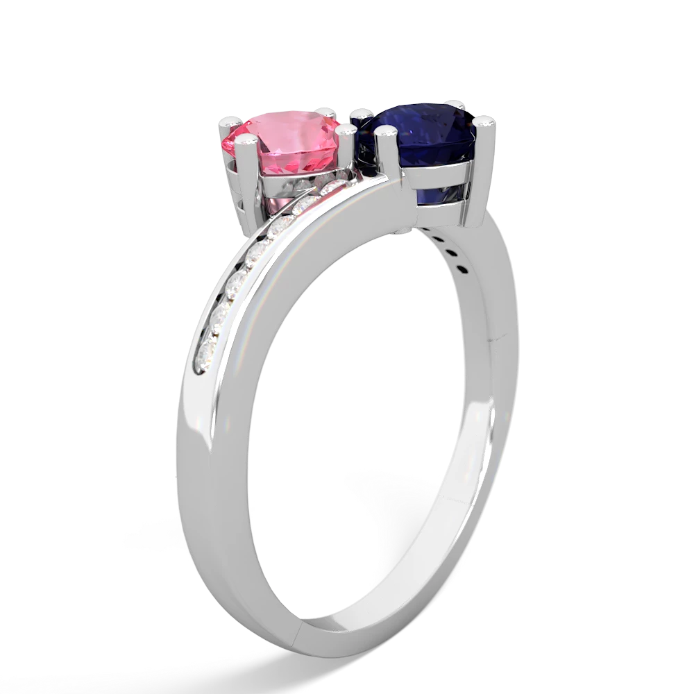 Lab Pink Sapphire Channel Set Two Stone 14K White Gold ring R5303