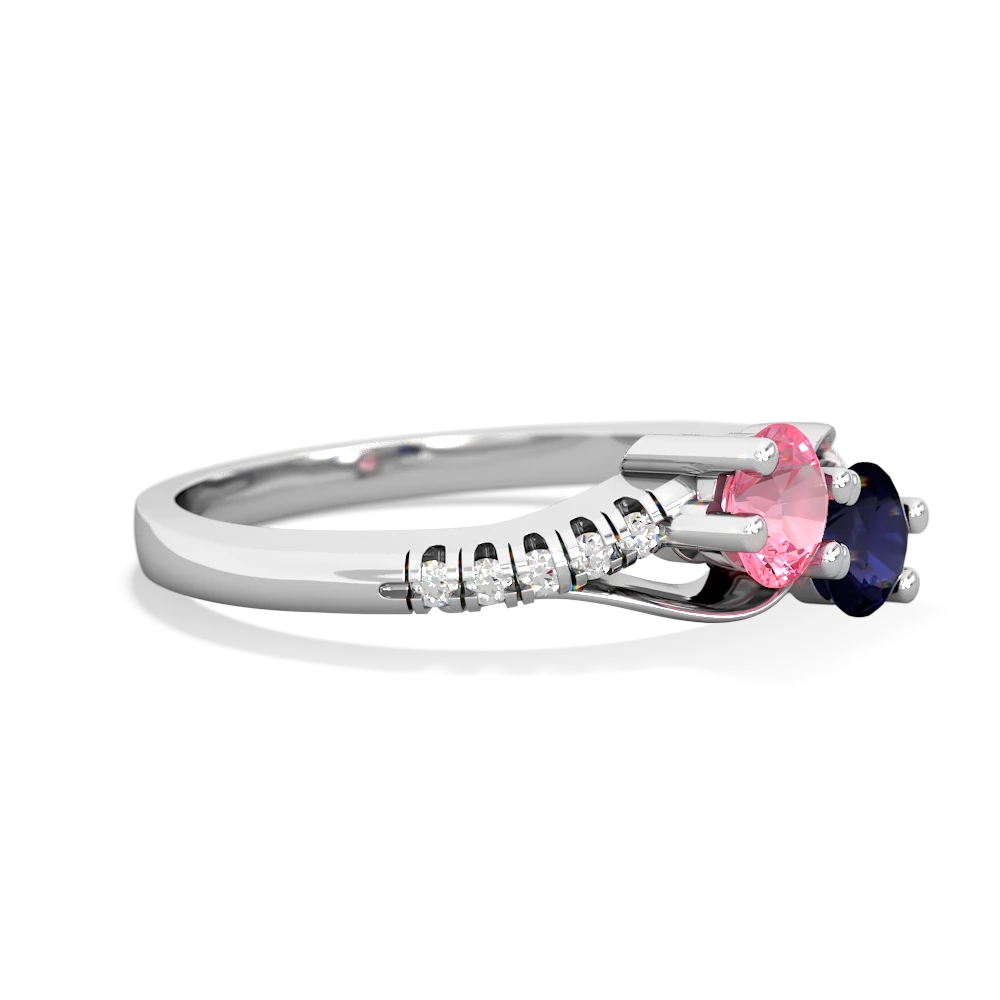 Lab Pink Sapphire Infinity Pave Two Stone 14K White Gold ring R5285