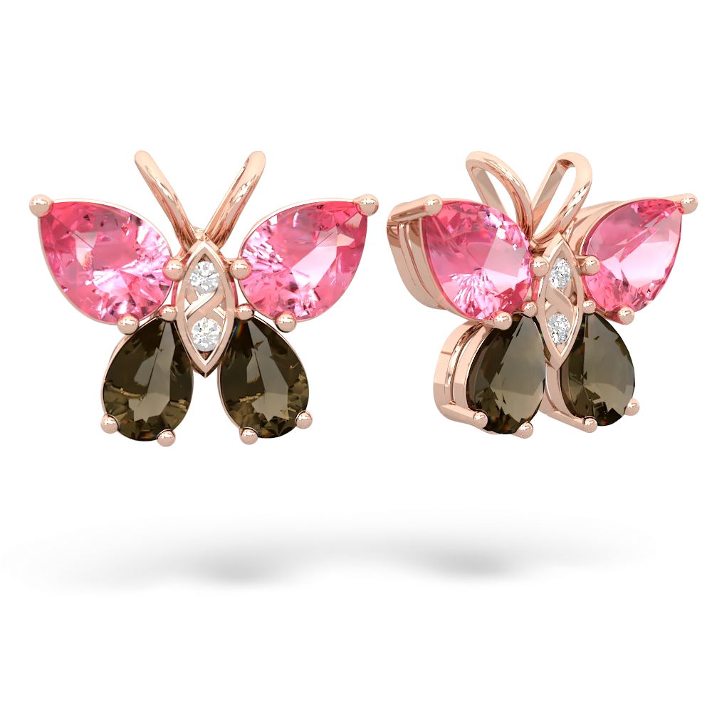 Lab Pink Sapphire Butterfly 14K Rose Gold earrings E2215