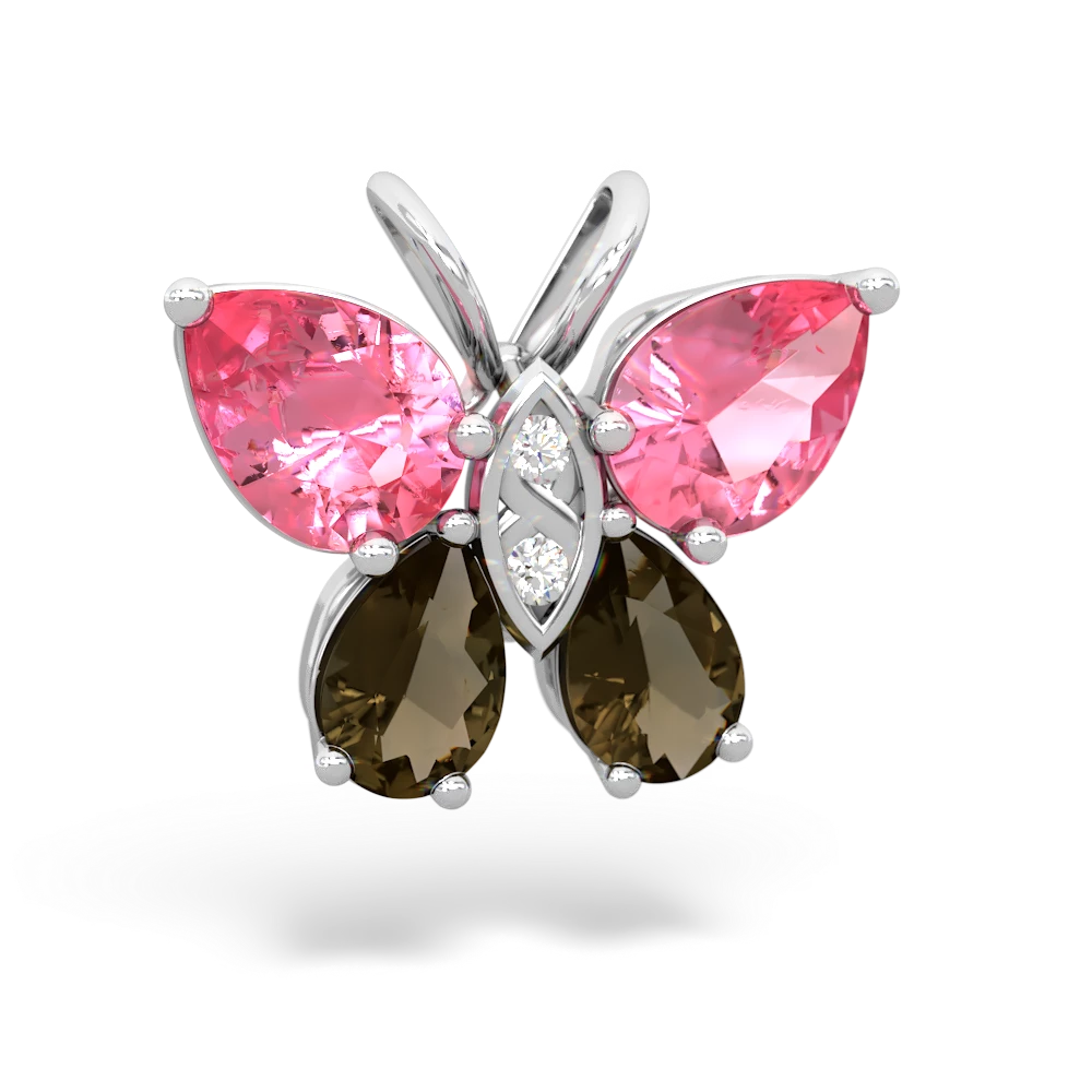 Lab Pink Sapphire Butterfly 14K White Gold pendant P2215