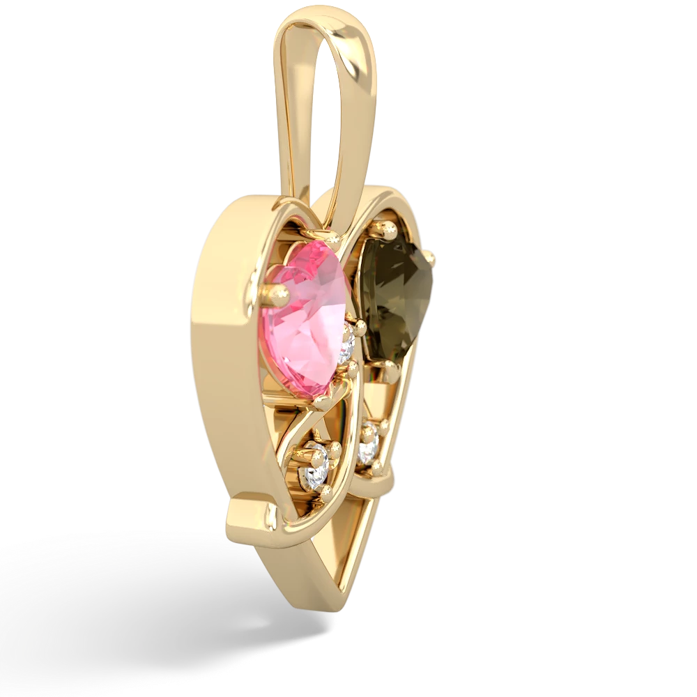 Lab Pink Sapphire Celtic Trinity Heart 14K Yellow Gold pendant P5331