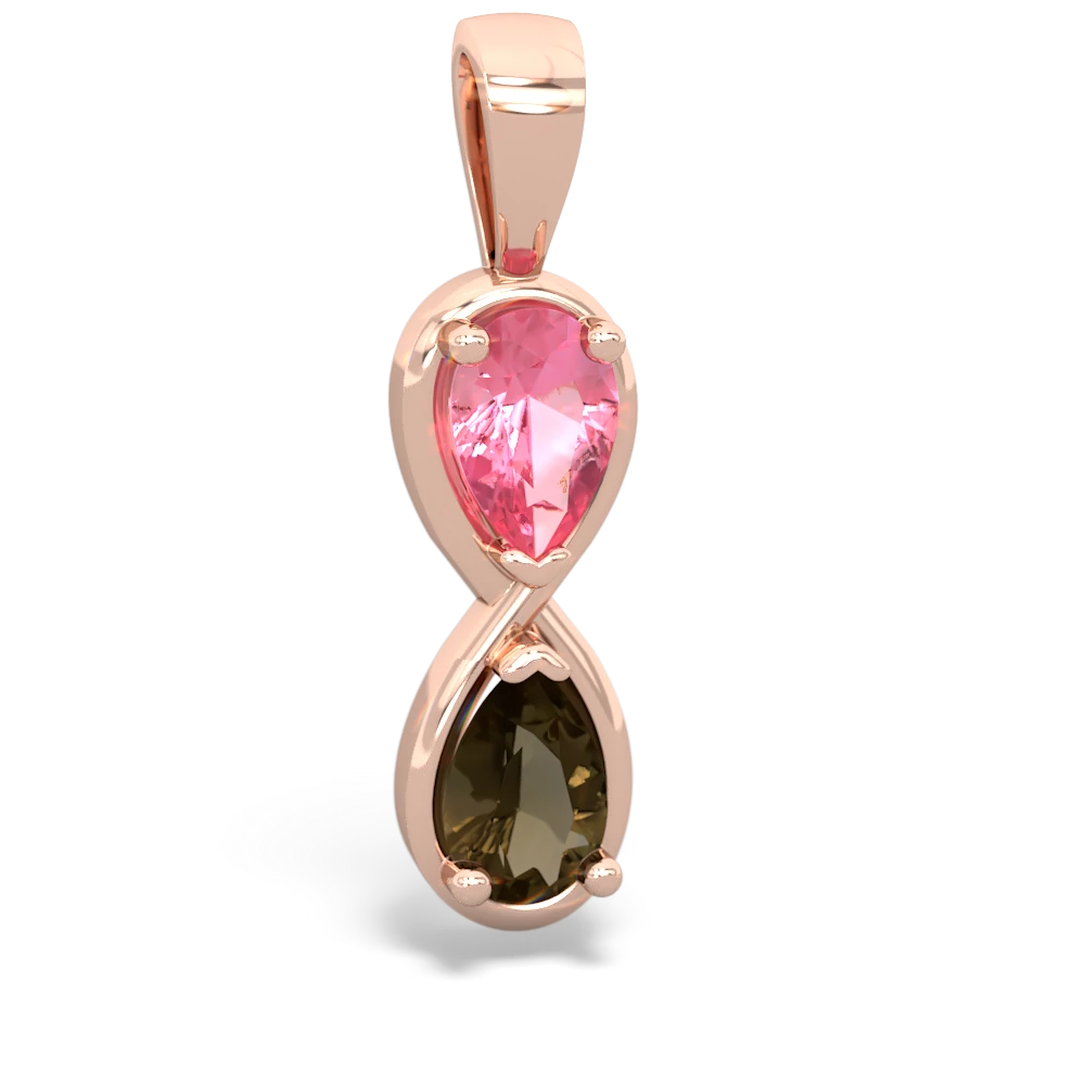 Lab Pink Sapphire Infinity 14K Rose Gold pendant P5050