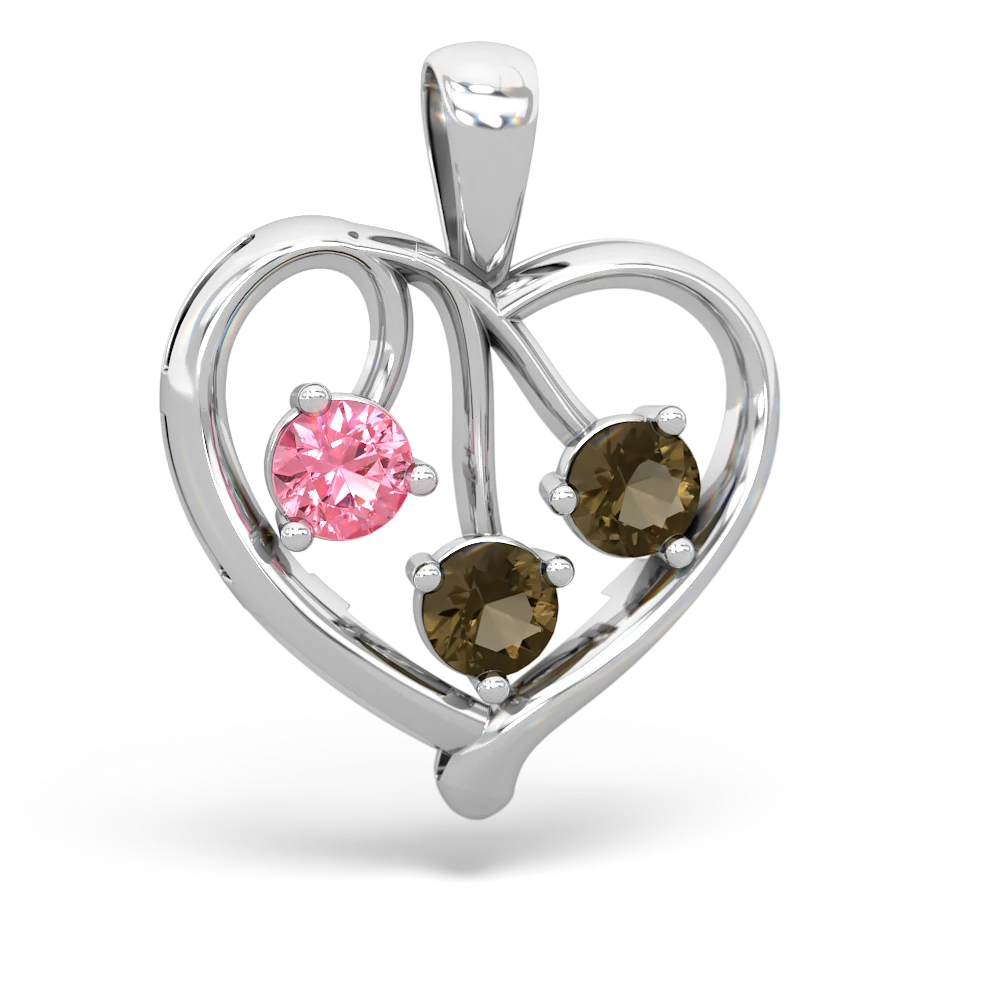 Lab Pink Sapphire Glowing Heart 14K White Gold pendant P2233