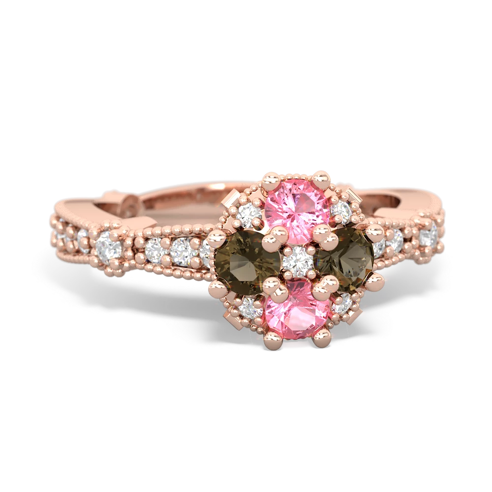 Lab Pink Sapphire Sparkling Tiara Cluster 14K Rose Gold ring R26293RD