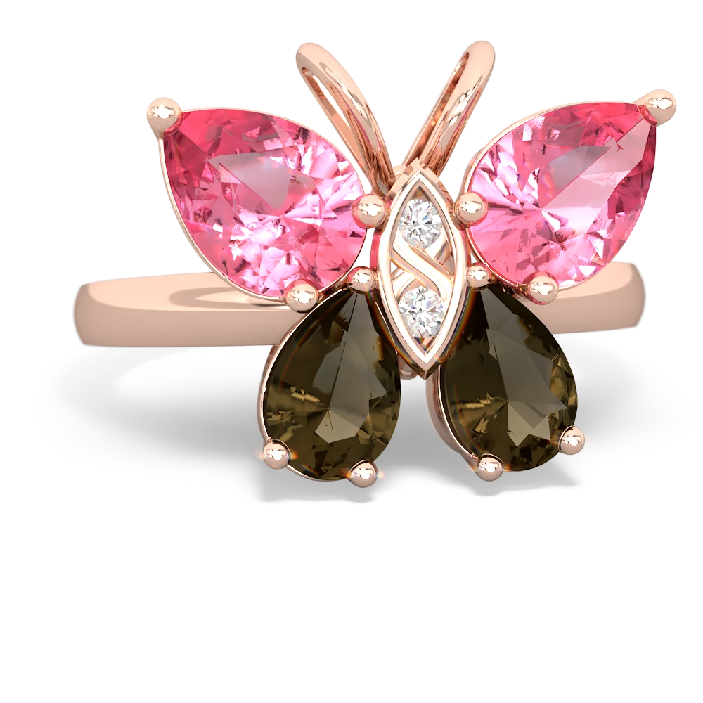 Lab Pink Sapphire Butterfly 14K Rose Gold ring R2215