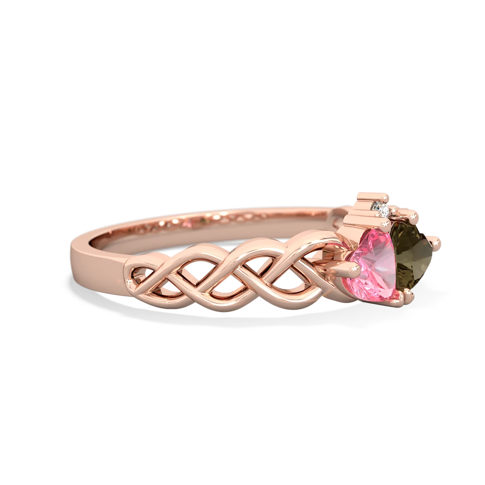 Lab Pink Sapphire Heart To Heart Braid 14K Rose Gold ring R5870