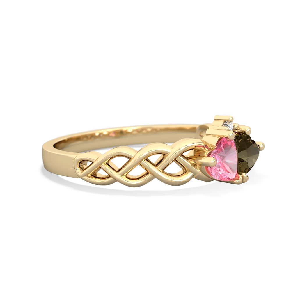 Lab Pink Sapphire Heart To Heart Braid 14K Yellow Gold ring R5870