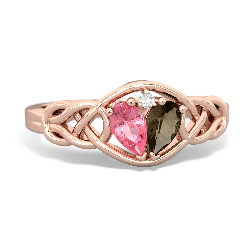 Lab Pink Sapphire Celtic Love Knot 14K Rose Gold ring R5420