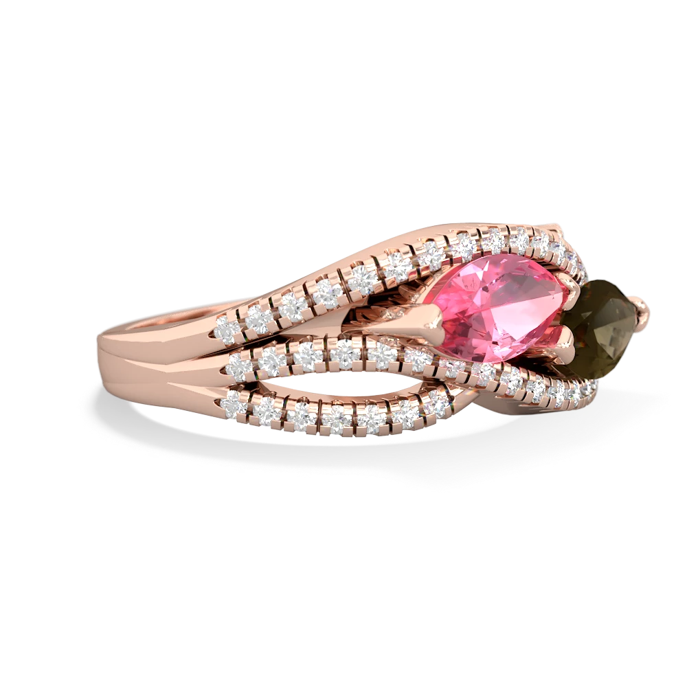 Lab Pink Sapphire Diamond Rivers 14K Rose Gold ring R3070