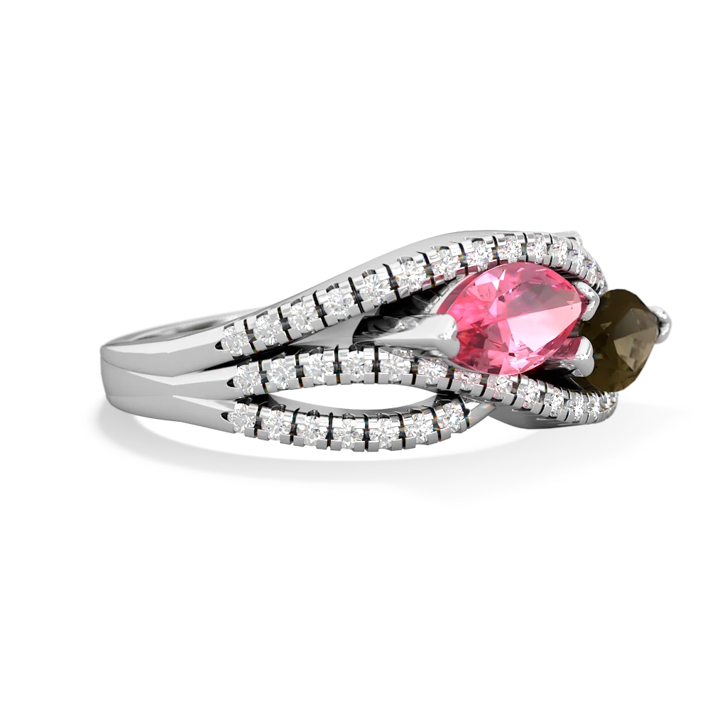 Lab Pink Sapphire Diamond Rivers 14K White Gold ring R3070