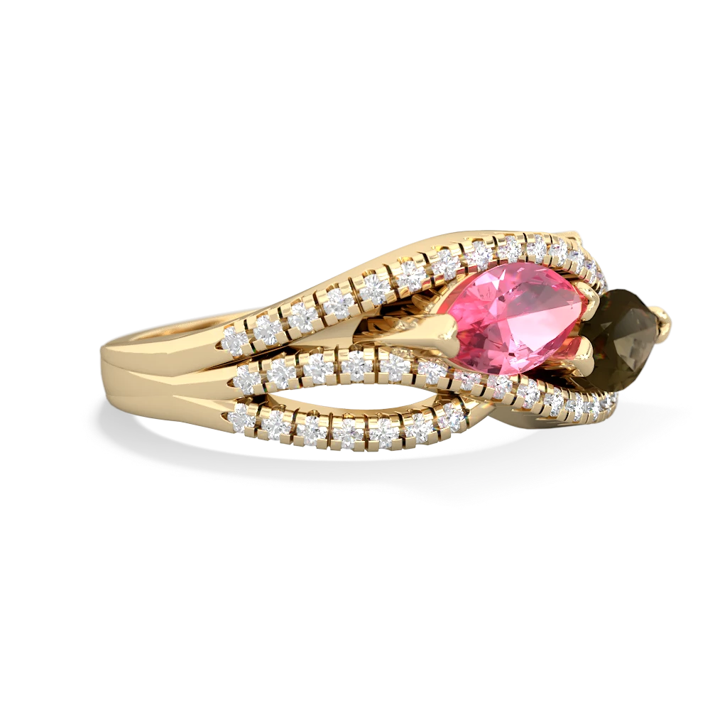 Lab Pink Sapphire Diamond Rivers 14K Yellow Gold ring R3070