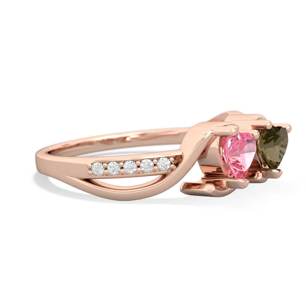 Lab Pink Sapphire Side By Side 14K Rose Gold ring R3090