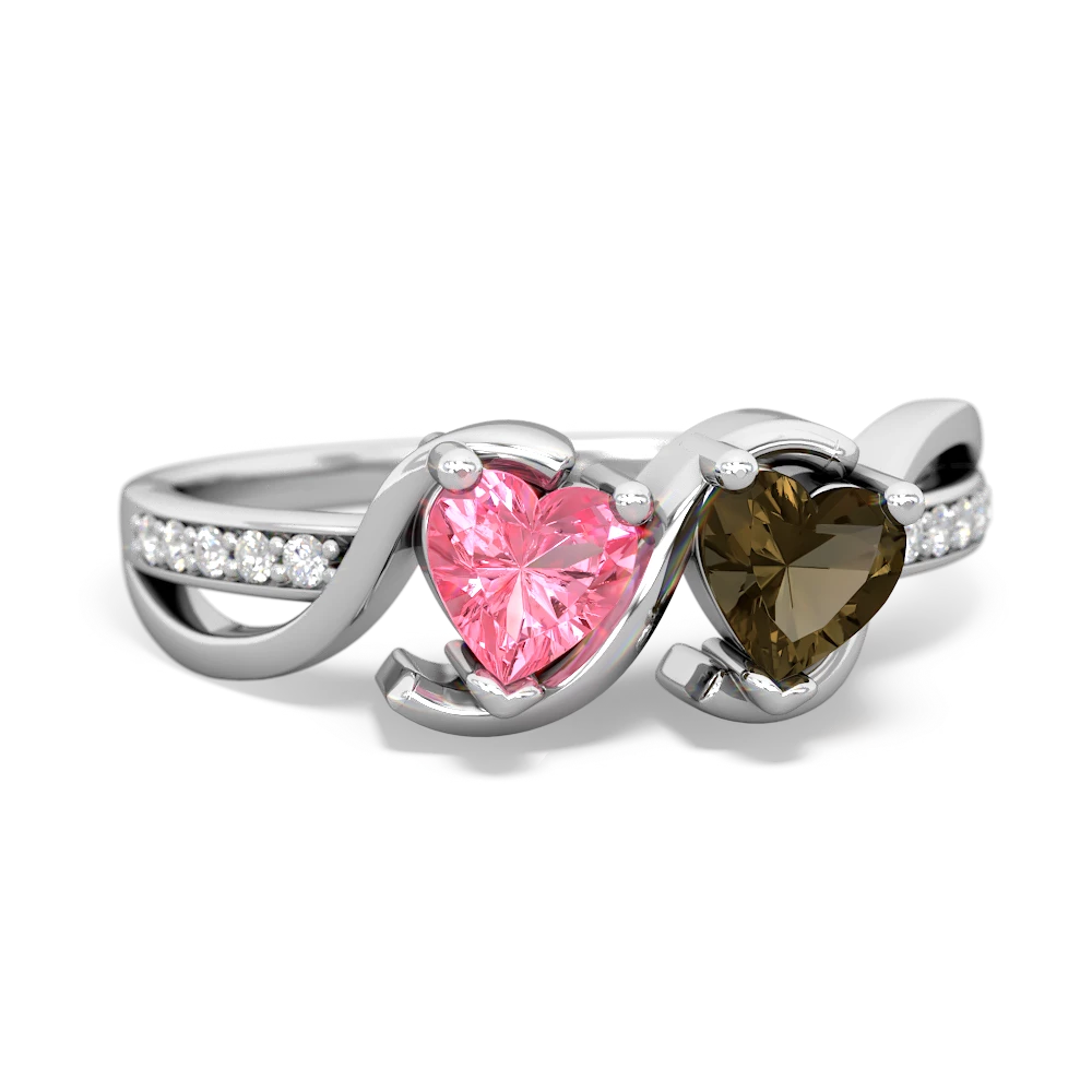 Lab Pink Sapphire Side By Side 14K White Gold ring R3090