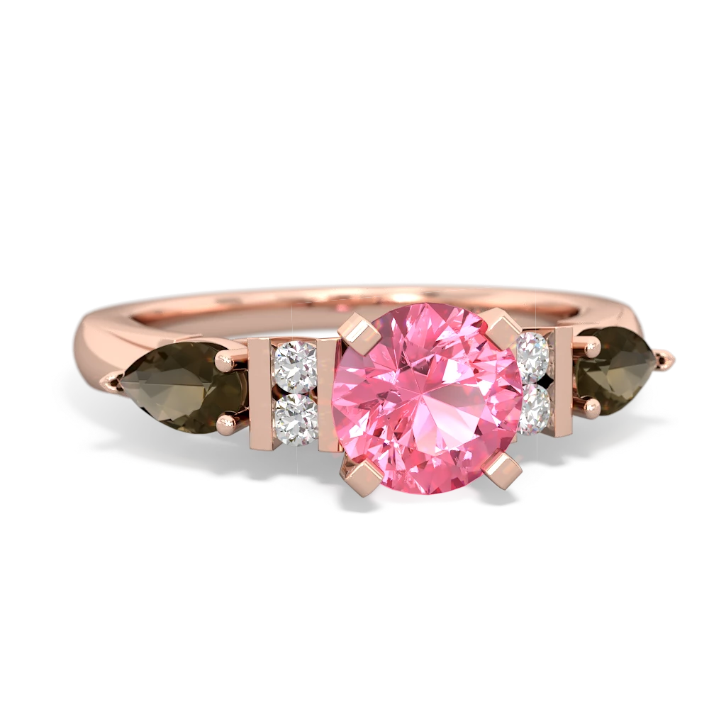 Lab Pink Sapphire 6Mm Round Eternal Embrace Engagement 14K Rose Gold ring R2005