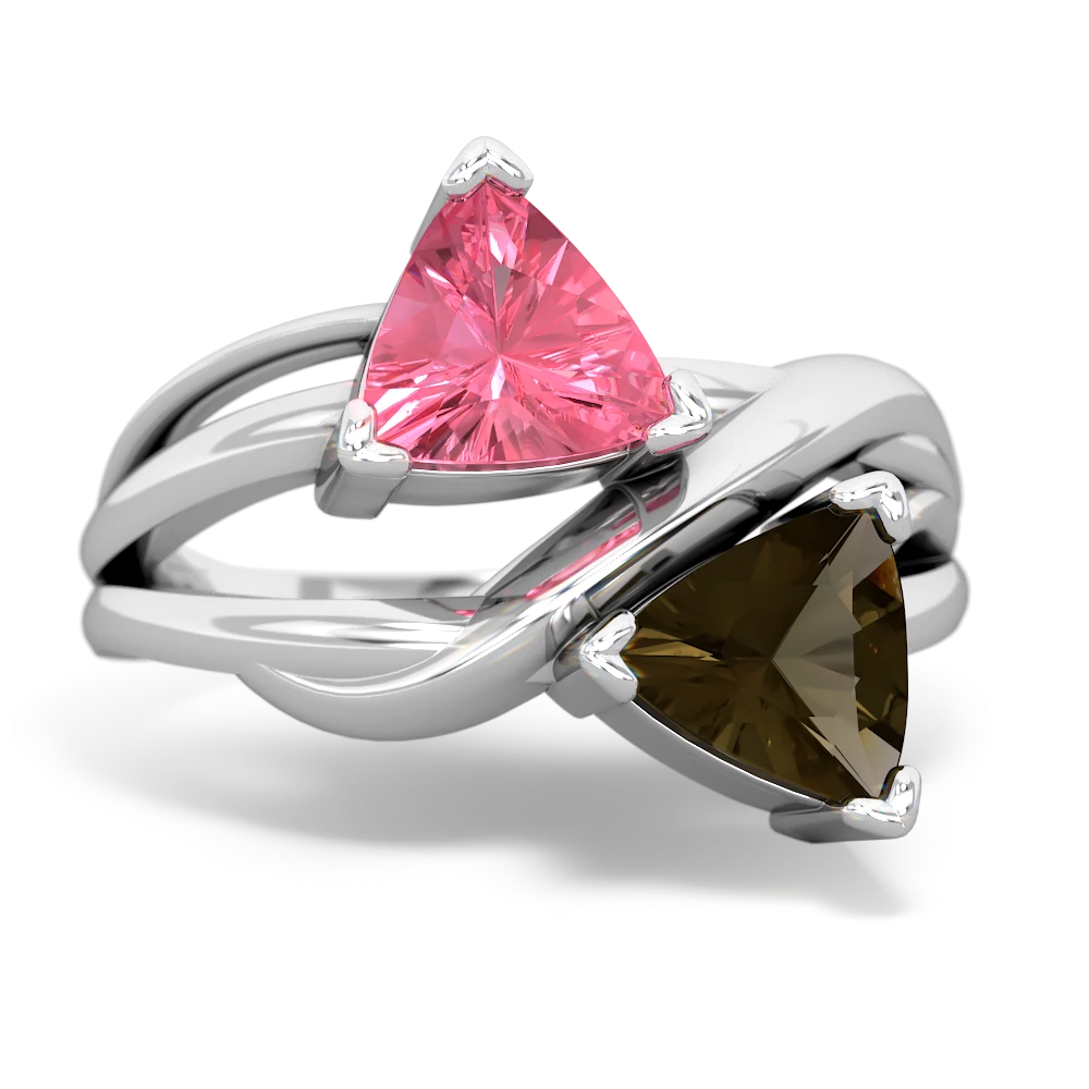 Lab Pink Sapphire Split Band Swirl 14K White Gold ring R2341