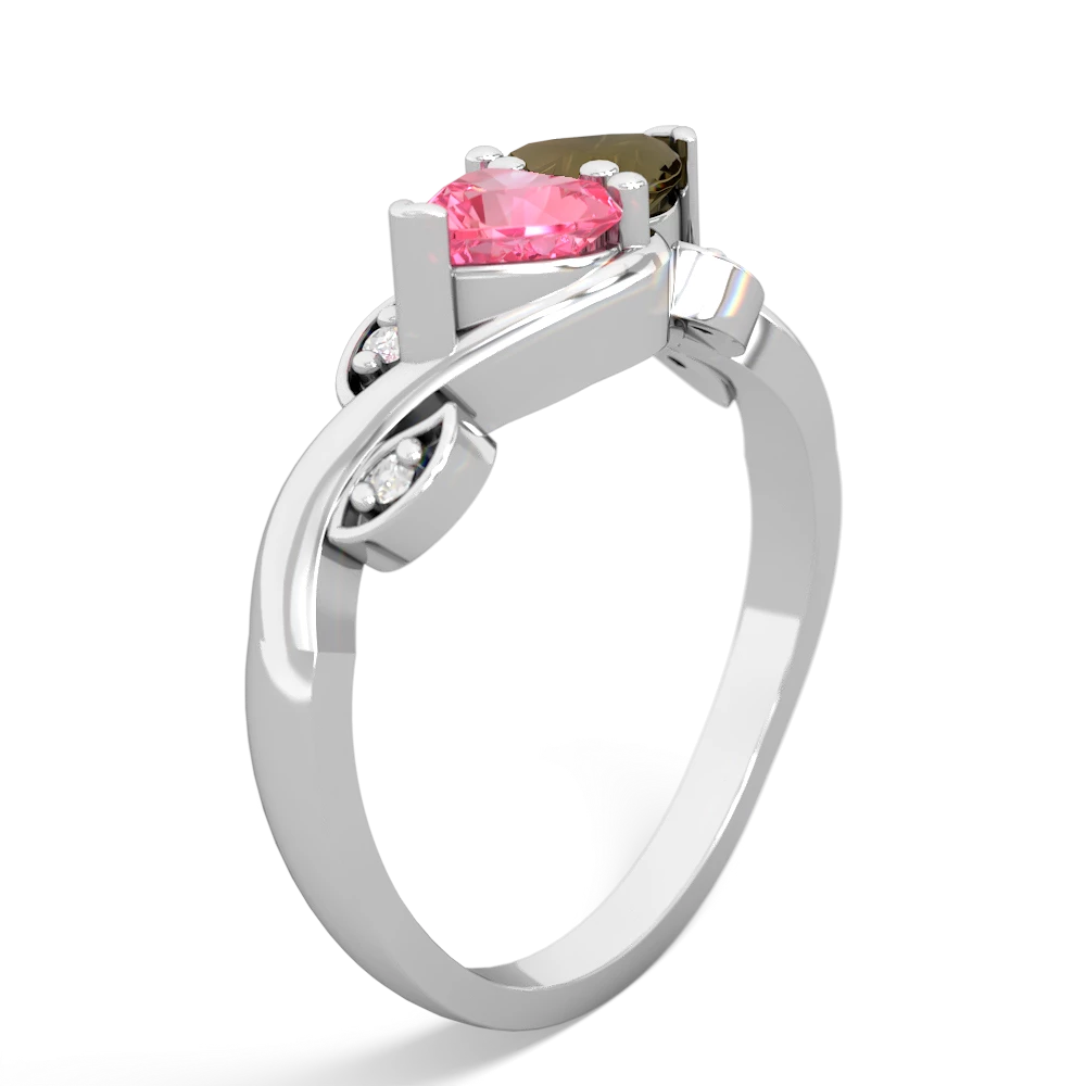 Lab Pink Sapphire Floral Elegance 14K White Gold ring R5790