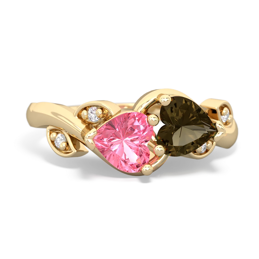 Lab Pink Sapphire Floral Elegance 14K Yellow Gold ring R5790