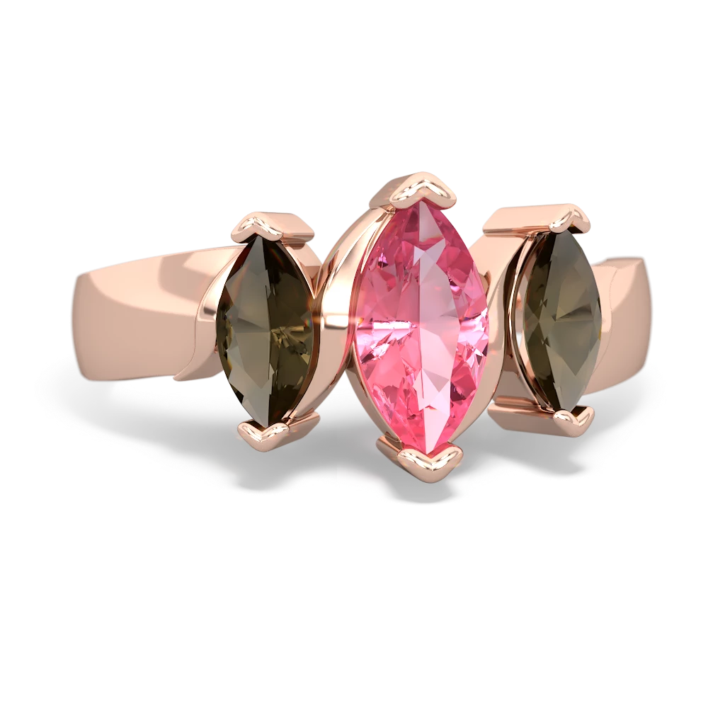 Lab Pink Sapphire Three Peeks 14K Rose Gold ring R2433