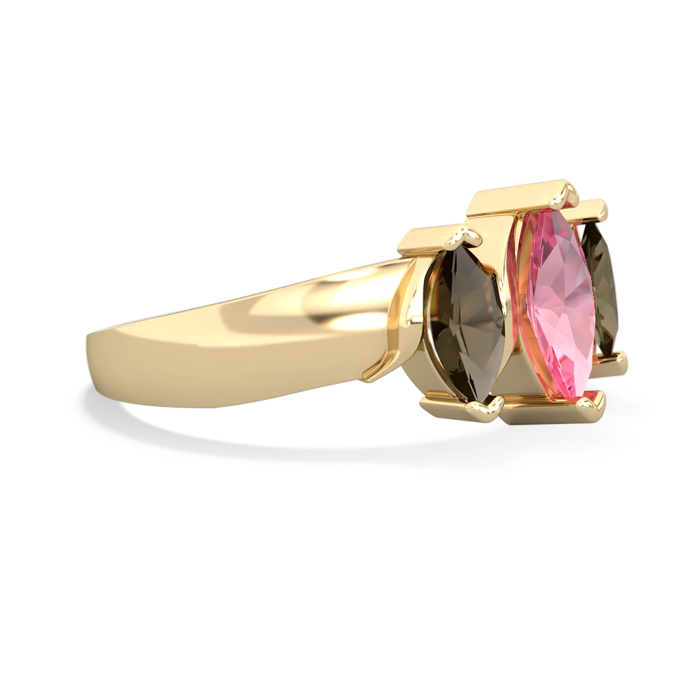 Lab Pink Sapphire Three Peeks 14K Yellow Gold ring R2433