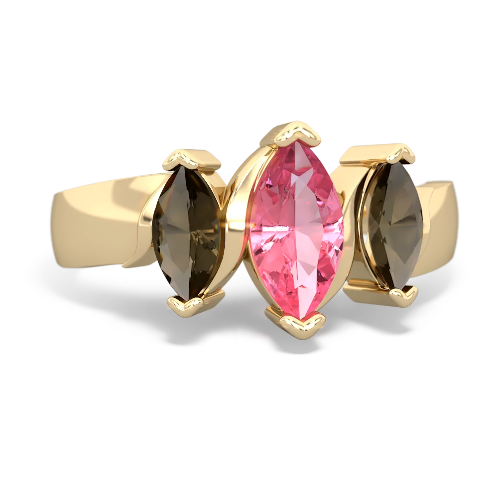Lab Pink Sapphire Three Peeks 14K Yellow Gold ring R2433