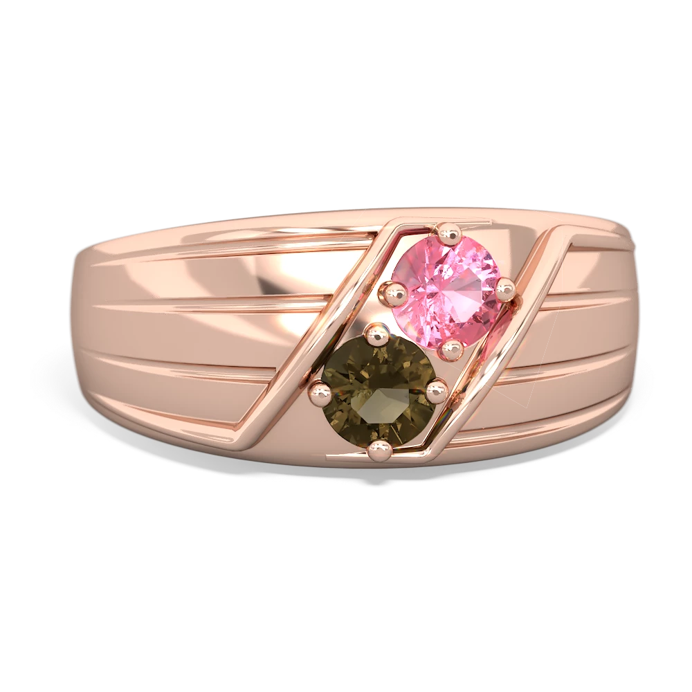 Lab Pink Sapphire Men's Streamline 14K Rose Gold ring R0460