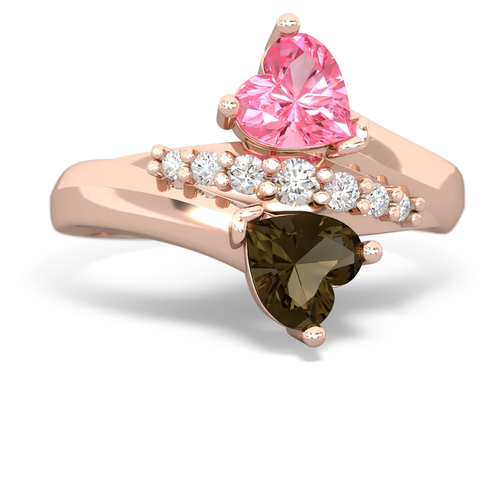 Lab Pink Sapphire Heart To Heart 14K Rose Gold ring R2064