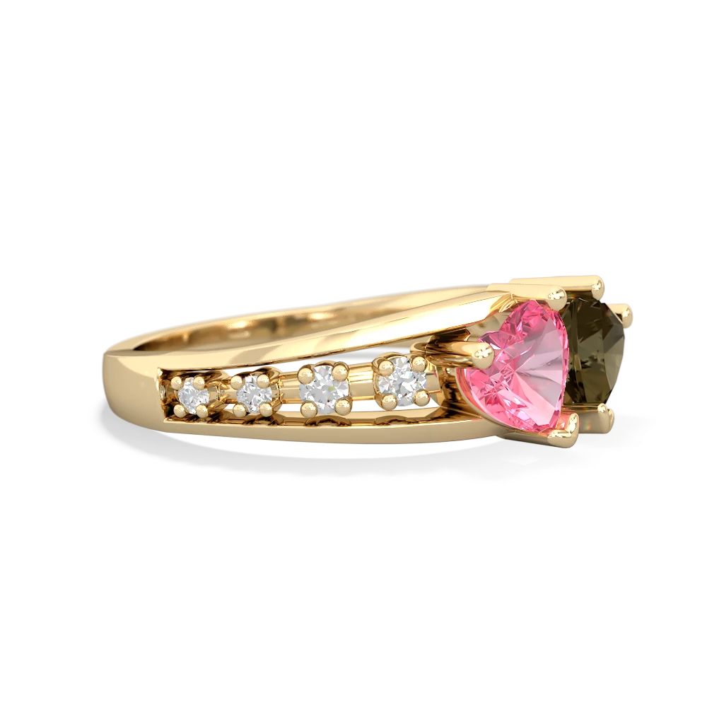 Lab Pink Sapphire Heart To Heart 14K Yellow Gold ring R3342