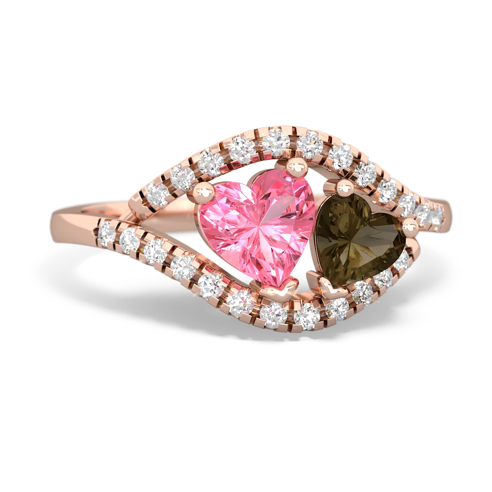 Lab Pink Sapphire Mother And Child 14K Rose Gold ring R3010