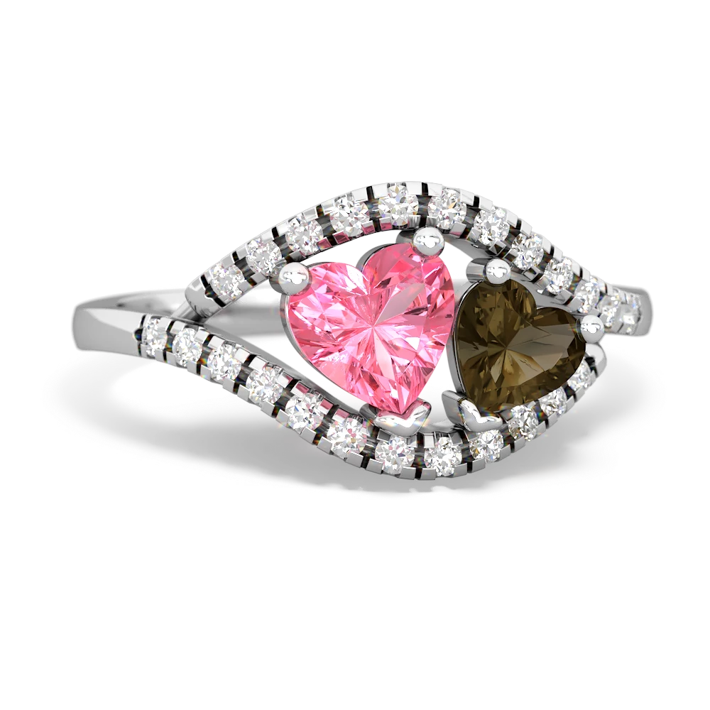 Lab Pink Sapphire Mother And Child 14K White Gold ring R3010