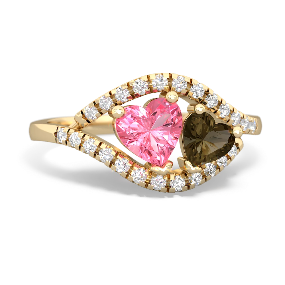 Lab Pink Sapphire Mother And Child 14K Yellow Gold ring R3010