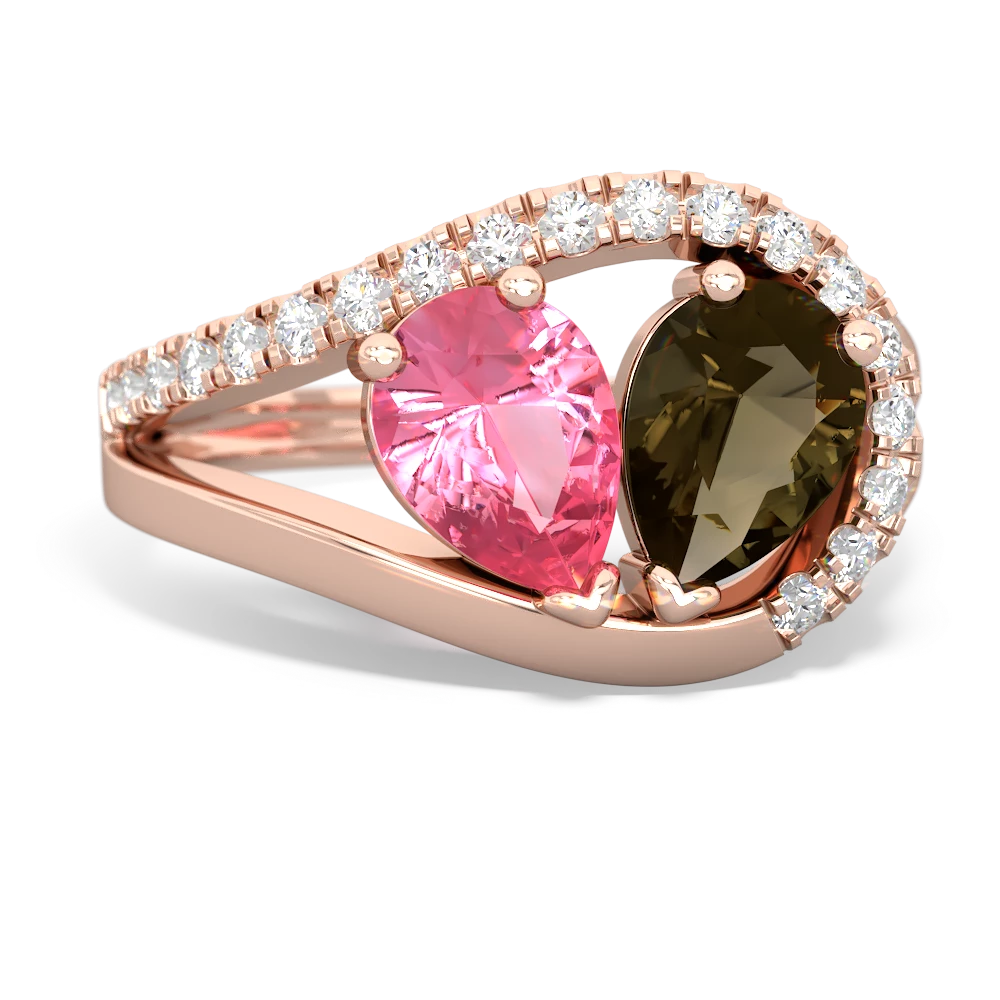 Lab Pink Sapphire Nestled Heart Keepsake 14K Rose Gold ring R5650