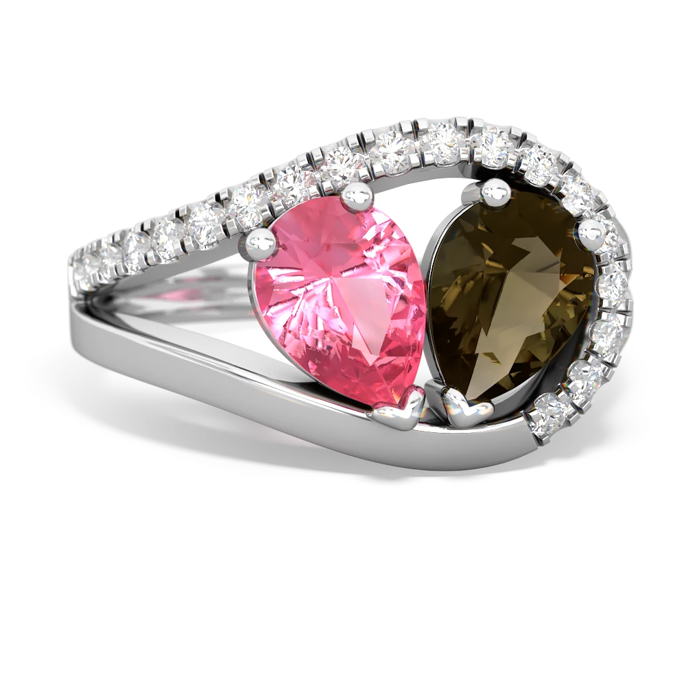 Lab Pink Sapphire Nestled Heart Keepsake 14K White Gold ring R5650