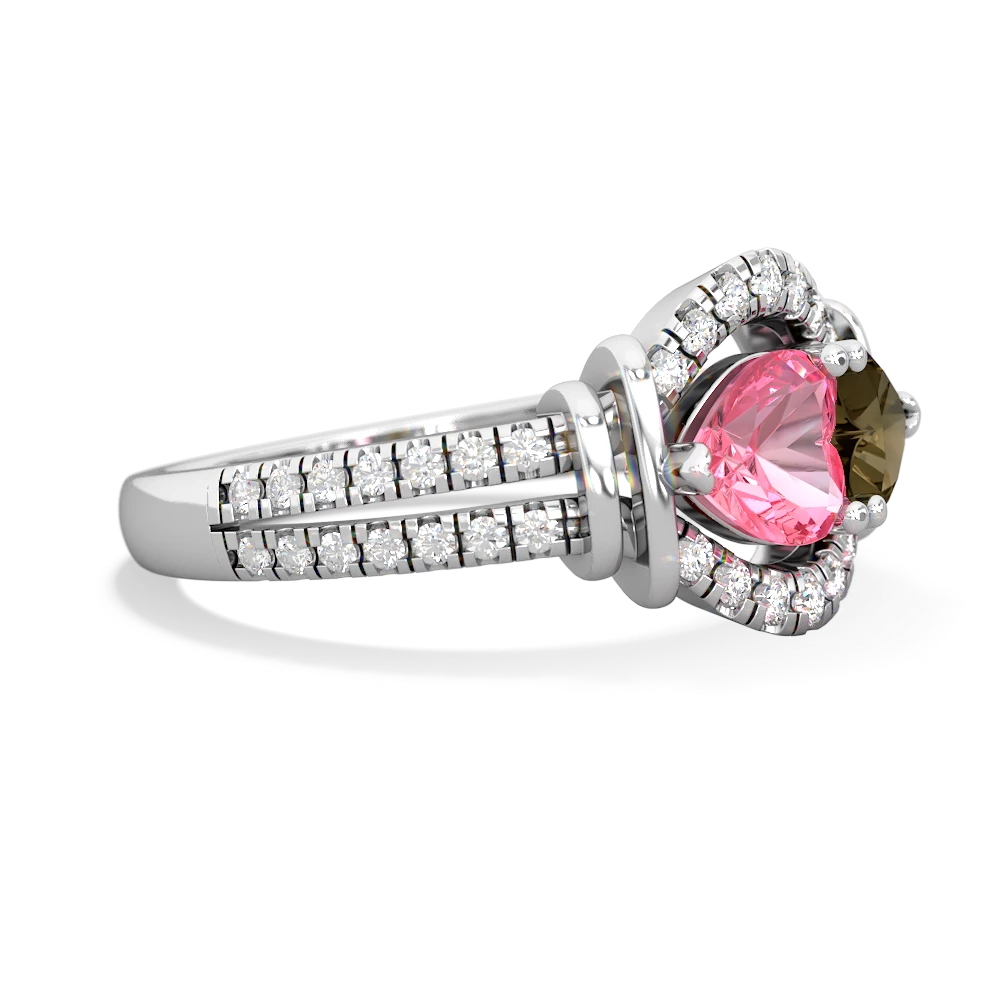 Lab Pink Sapphire Art-Deco Keepsake 14K White Gold ring R5630