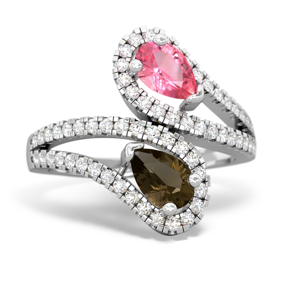 Lab Pink Sapphire Diamond Dazzler 14K White Gold ring R3000