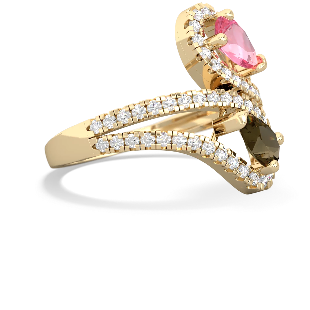 Lab Pink Sapphire Diamond Dazzler 14K Yellow Gold ring R3000