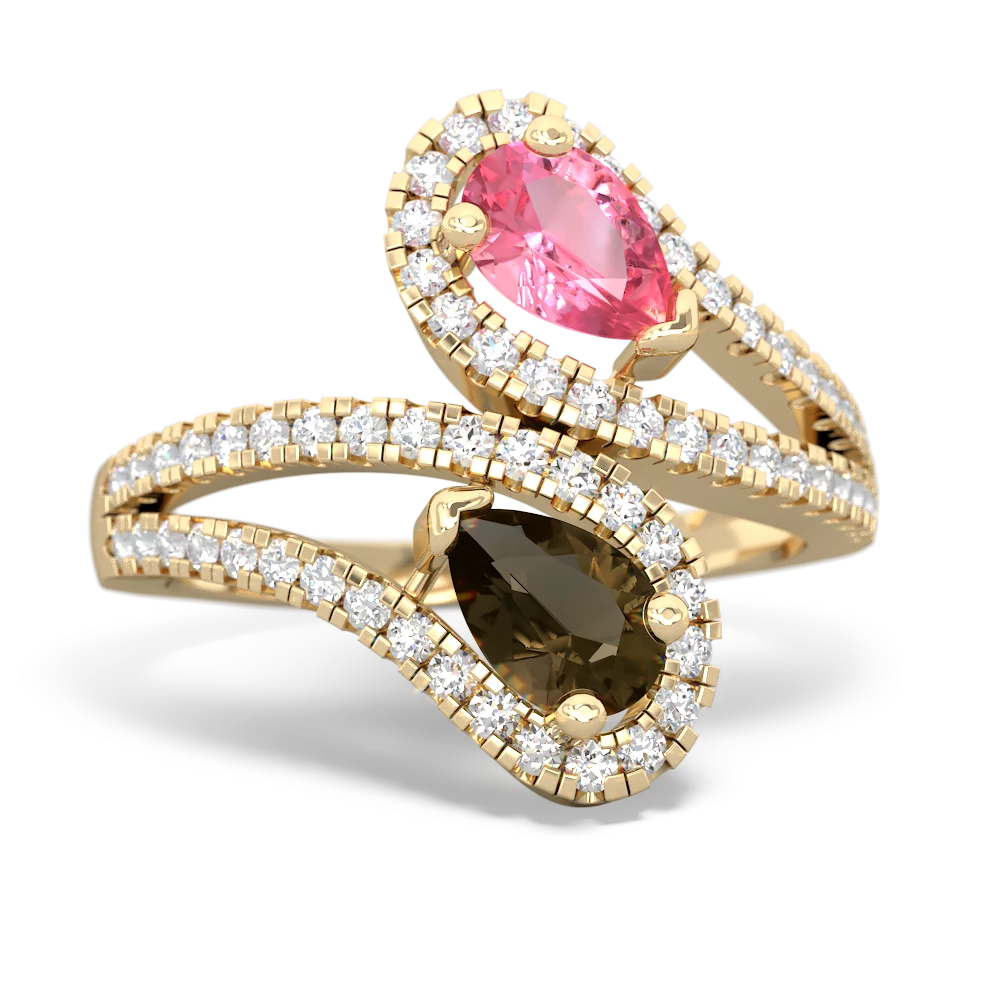 Lab Pink Sapphire Diamond Dazzler 14K Yellow Gold ring R3000