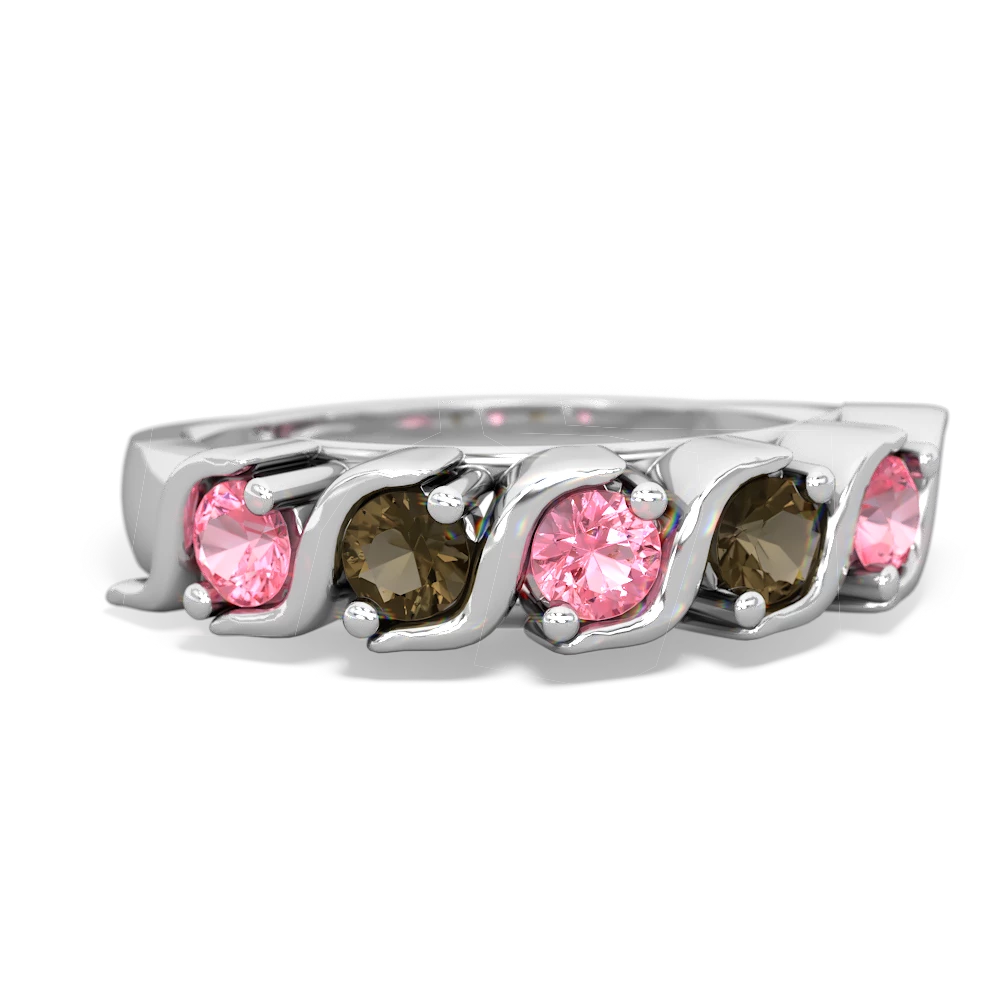 Lab Pink Sapphire Anniversary Band 14K White Gold ring R2089