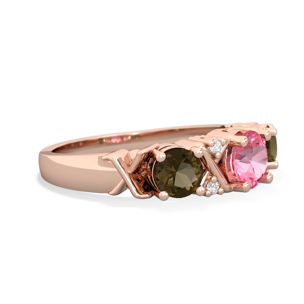 Lab Pink Sapphire Hugs And Kisses 14K Rose Gold ring R5016