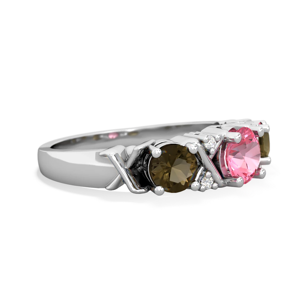 Lab Pink Sapphire Hugs And Kisses 14K White Gold ring R5016