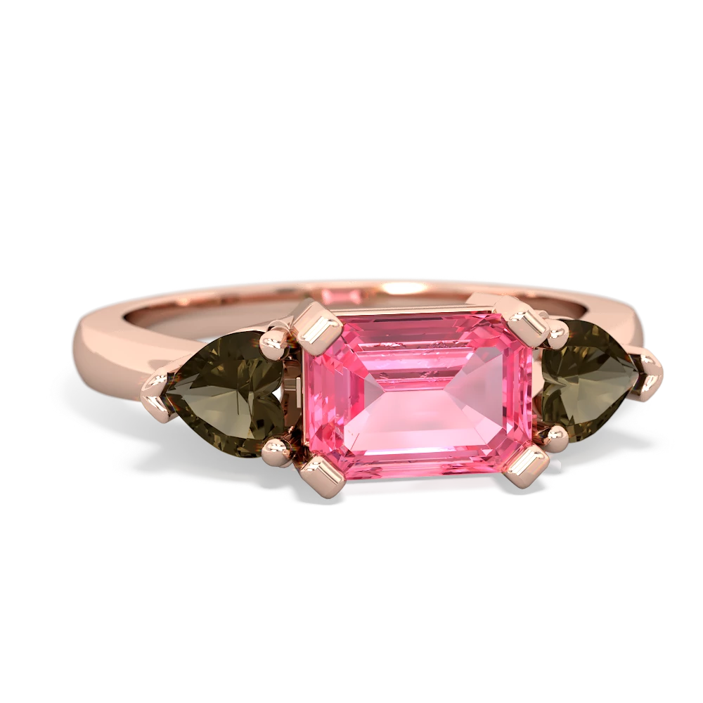 Lab Pink Sapphire Three Stone 14K Rose Gold ring R5235