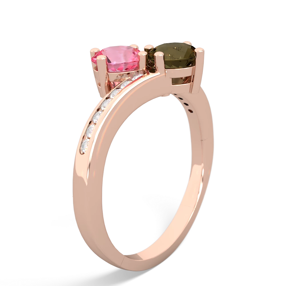 Lab Pink Sapphire Channel Set Two Stone 14K Rose Gold ring R5303