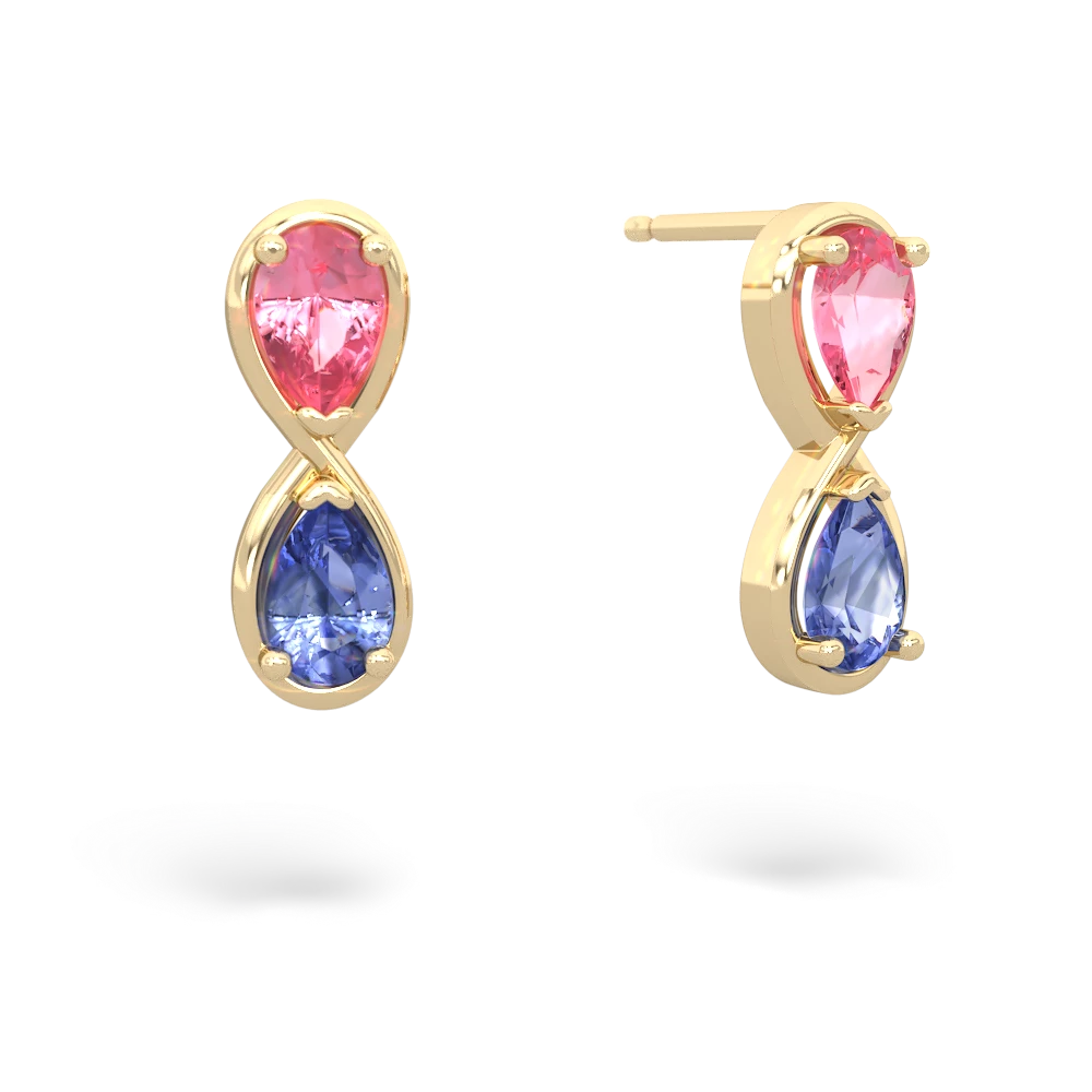 Lab Pink Sapphire Infinity 14K Yellow Gold earrings E5050