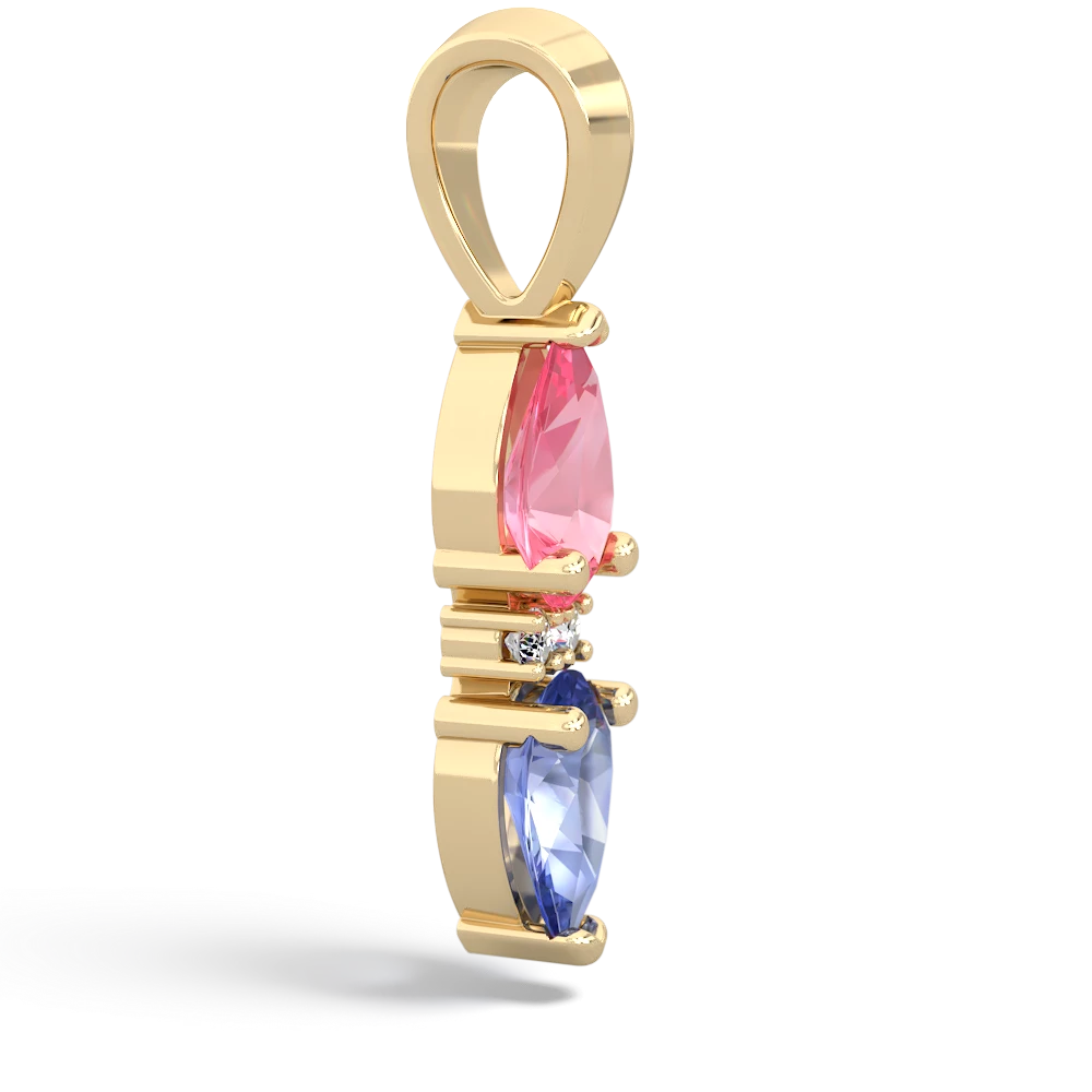 Lab Pink Sapphire Bowtie Drop 14K Yellow Gold pendant P0865